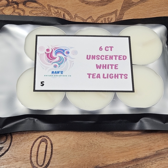 #C5 - 6 Pack White-Unscented Tea Lights - Picture 1 of 2